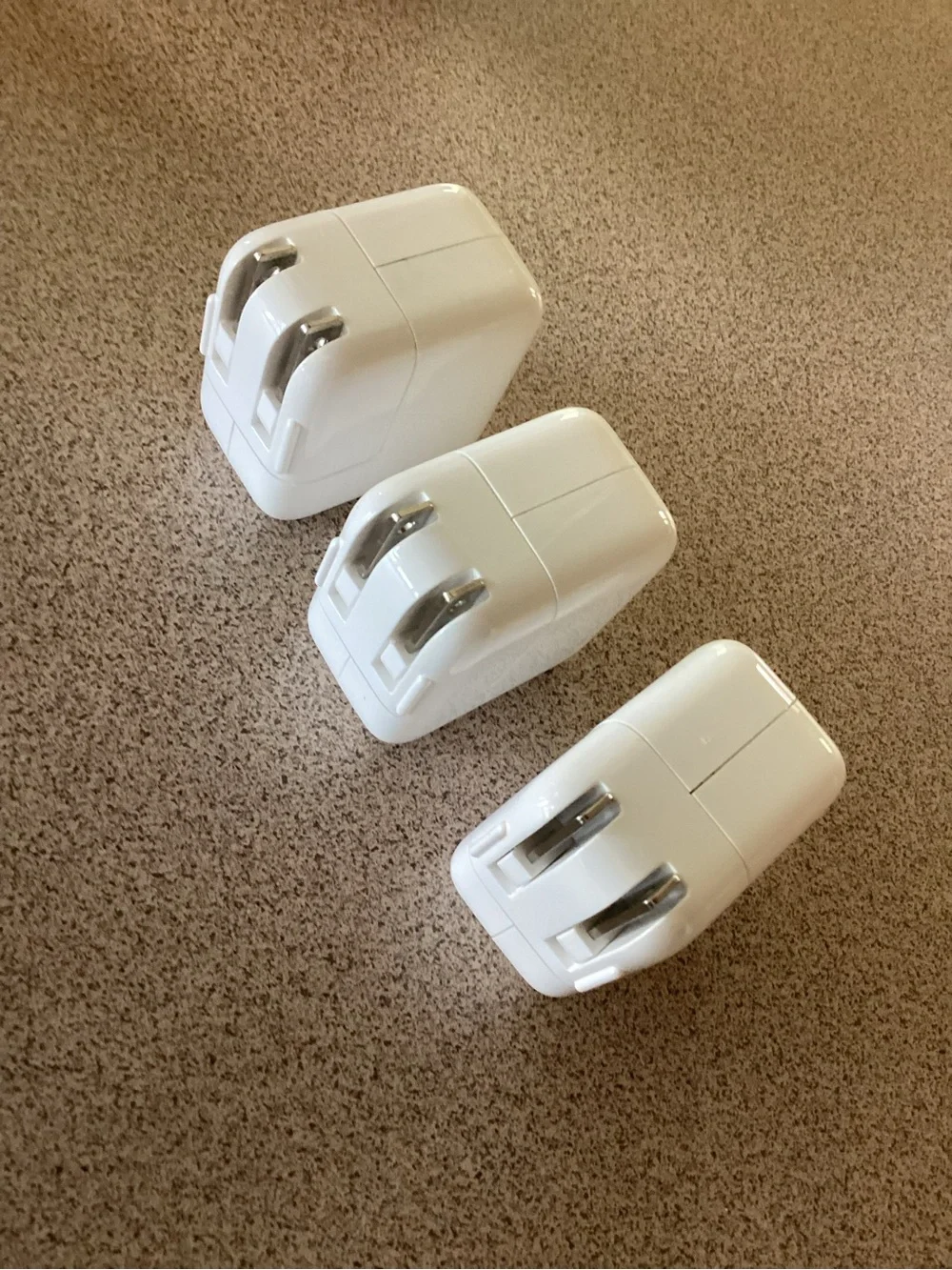 Set of THREE Apple 10W USB Power Adapters / Charging Cubes for iPad and iPhone
